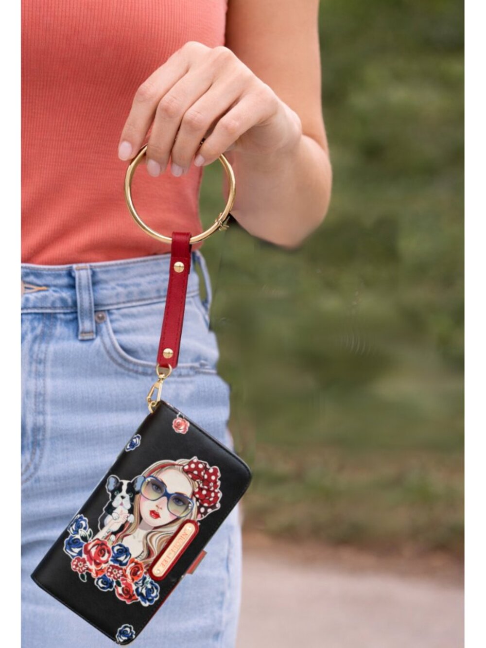 Nicole Lee Dollface Dog Floral Zip Around Wallet Wristlet Organizer View 3